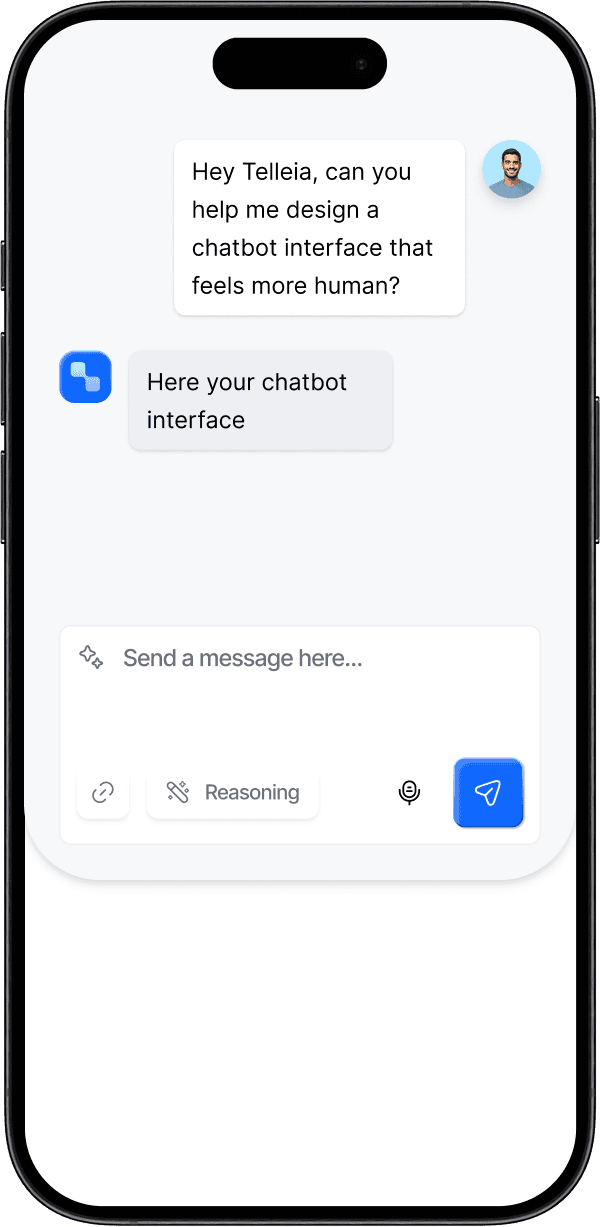 Smartphone screen showing a chatbot conversation